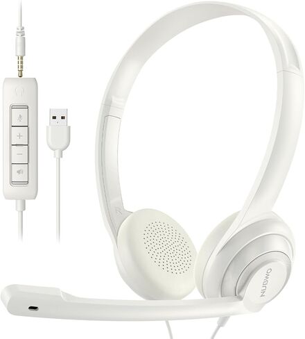 NUBWO HW02 USB Computer Headset with Clear Chat Microphone, Lightweight On-Ear Wired Headset for MS Teams, Skype, Webinars, Call Center and More (Black) in Saudi Arabia