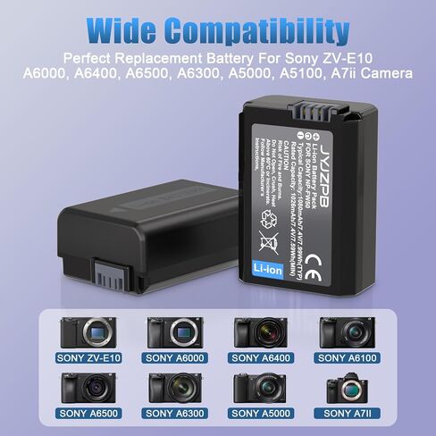 JYJZPB 4-Pack NP-FW50 Battery & Dual Charger for Sony Alpha A6400 ZV-E10 in Saudi Arabia