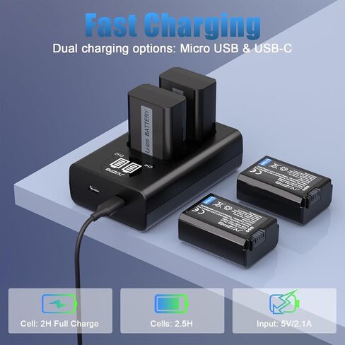 JYJZPB 4-Pack NP-FW50 Battery & Dual Charger for Sony Alpha A6400 ZV-E10 in Saudi Arabia