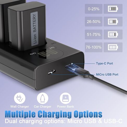JYJZPB 4-Pack NP-FW50 Battery & Dual Charger for Sony Alpha A6400 ZV-E10 in Saudi Arabia