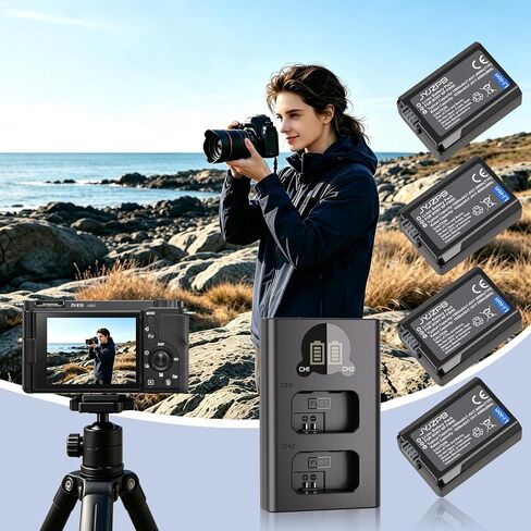 JYJZPB 4-Pack NP-FW50 Battery & Dual Charger for Sony Alpha A6400 ZV-E10 in Saudi Arabia
