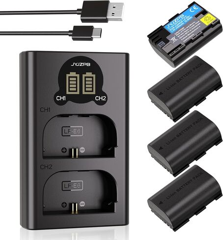 JYJZPB 4-Pack LP-E6N Battery with Dual Rapid Charger for EOS R6 Mark II in Saudi Arabia