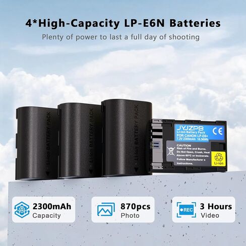 JYJZPB 4-Pack LP-E6N Battery with Dual Rapid Charger for EOS R6 Mark II in Saudi Arabia