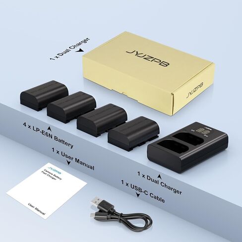 JYJZPB 4-Pack LP-E6N Battery with Dual Rapid Charger for EOS R6 Mark II in Saudi Arabia