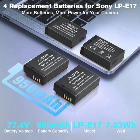 JYJZPB 4-Pack LP-E17 Battery and Upgraded Dual LCD Charger for Canon R50 in Saudi Arabia