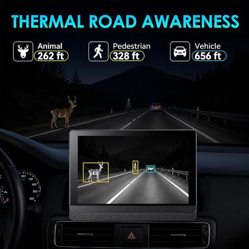 Thermal Camera for Cars, 256 x 192 Automotive Thermal Night Vision System with 685ft Long-Range Vision, AI Recognition of People/Vehicles/Animals IP69 Waterproof in Saudi Arabia