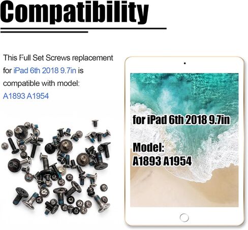 Full Screw Set Replacement for iPad 6 6th Gen 9.7 Inch 2018 - Complete Internal Screws Repair Kit with 3 Professional Screwdrivers - Compatible with Model A1893 A1954 in Saudi Arabia