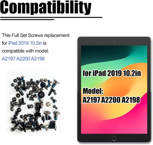 Full Screw Set Replacement for iPad 7 7th Gen 10.2 Inch 2019 - Complete Internal Screws Repair Kit - Compatible with Model A2197 A2200 A2198 in Saudi Arabia