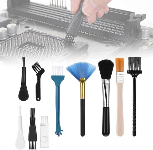 10Pcs ESD Anti Static Small Cleaning Brush Set,Multifunctional Soft Nylon Bristle Mini Dust Removal Brushes, Portable Crevice Gap Cleaner for Computer Keyboard Laptop PCB Fan Shaver Electronic Devices in Saudi Arabia
