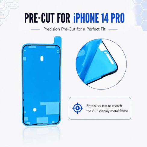 طقم لاصق للشاشة متوافق مع iPhone 14 Pro، عبوتان من لاصق إطار العرض المقطوع مسبقًا لإعادة تجميع الشاشة، A2650 A2889 A2892 A2891 A2890 in Kuwait