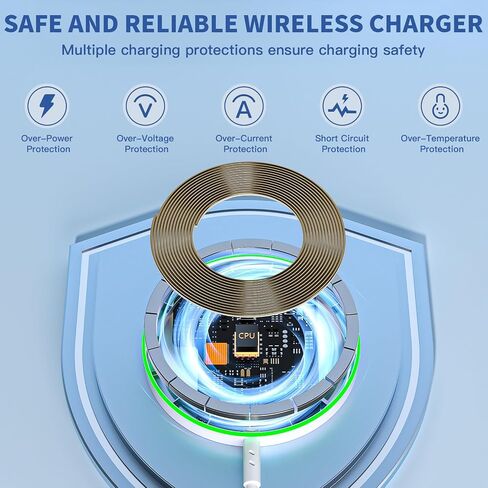 Magnetic Wireless Charger for iPhone 17 with LED Light,10FT Long Mag-Safe Charger Magnetic Charging Pad with USB C PD Adapter Fast Charging for iPhone 17/17 Air/17 Pro Max/Pro/16/15/14/13/12,AirPods in Saudi Arabia