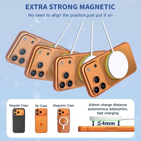 Magnetic Wireless Charger for iPhone 17 with LED Light,10FT Long Mag-Safe Charger Magnetic Charging Pad with USB C PD Adapter Fast Charging for iPhone 17/17 Air/17 Pro Max/Pro/16/15/14/13/12,AirPods in Saudi Arabia