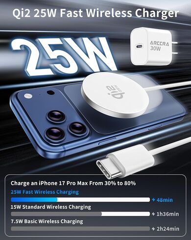 MagSafe 25W Wireless Fast Charger for iPhone 17 16 15 14 Magnetic Charger in Kuwait