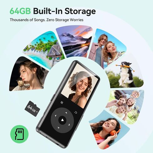AGPTEK MP3 Player with Bluetooth, M7 1.8'' Music Player with Speaker(64GB) in Saudi Arabia