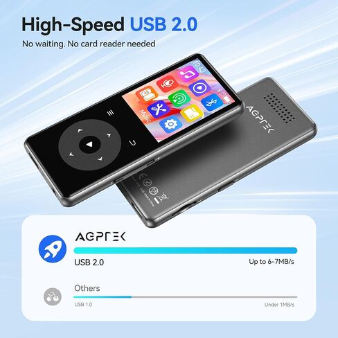 AGPTEK MP3 Player with Bluetooth, M7 1.8'' Music Player with Speaker(64GB) in Saudi Arabia