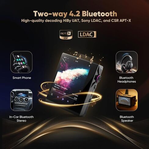 HIDIZS AP80 Pro-X MP3 Player with Bluetooth, Digital Audio Player, Dual ESS9219C Dac Chips, 0.0015% THD+N, DSD256 Native Decoding, MQA LDAC, FLAC, Black in Kuwait