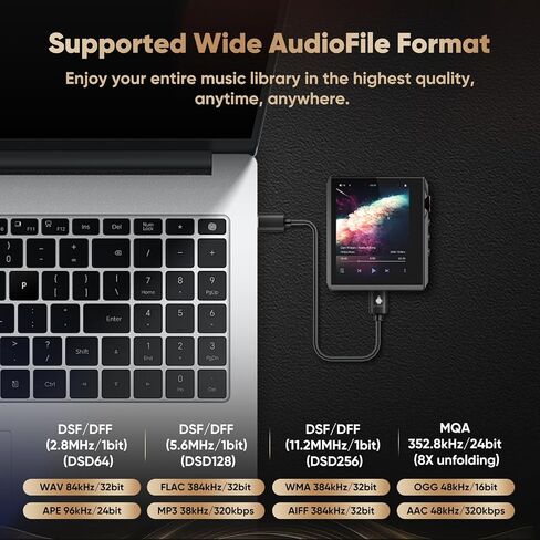 HIDIZS AP80 Pro-X MP3 Player with Bluetooth, Digital Audio Player, Dual ESS9219C Dac Chips, 0.0015% THD+N, DSD256 Native Decoding, MQA LDAC, FLAC, Black in Kuwait