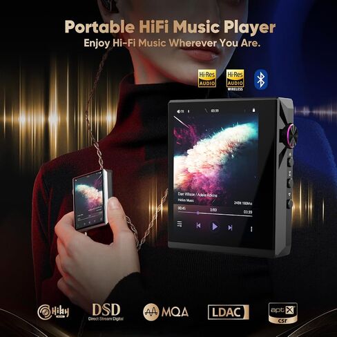 HIDIZS AP80 Pro-X MP3 Player with Bluetooth, Digital Audio Player, Dual ESS9219C Dac Chips, 0.0015% THD+N, DSD256 Native Decoding, MQA LDAC, FLAC, Black in Kuwait
