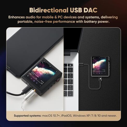 HIDIZS AP80 Pro-X MP3 Player with Bluetooth, Digital Audio Player, Dual ESS9219C Dac Chips, 0.0015% THD+N, DSD256 Native Decoding, MQA LDAC, FLAC, Black in Kuwait