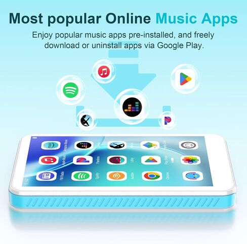SWOFY 160GB MP3 Player with Bluetooth and WiFi – D08 Music Player with Spotify,Pandora,Audible,FM Radio, 4" Touchscreen, Built-in Speaker, Android 13 .0 MP4 Player Supports Play Store in Kuwait