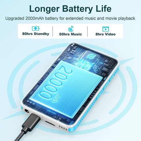SWOFY 160GB MP3 Player with Bluetooth and WiFi – D08 Music Player with Spotify,Pandora,Audible,FM Radio, 4" Touchscreen, Built-in Speaker, Android 13 .0 MP4 Player Supports Play Store in Kuwait