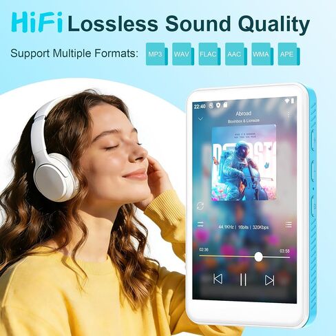 SWOFY 160GB MP3 Player with Bluetooth and WiFi – D08 Music Player with Spotify,Pandora,Audible,FM Radio, 4" Touchscreen, Built-in Speaker, Android 13 .0 MP4 Player Supports Play Store in Kuwait