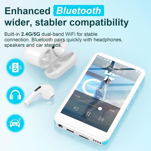 SWOFY 160GB MP3 Player with Bluetooth and WiFi – D08 Music Player with Spotify,Pandora,Audible,FM Radio, 4" Touchscreen, Built-in Speaker, Android 13 .0 MP4 Player Supports Play Store in Kuwait