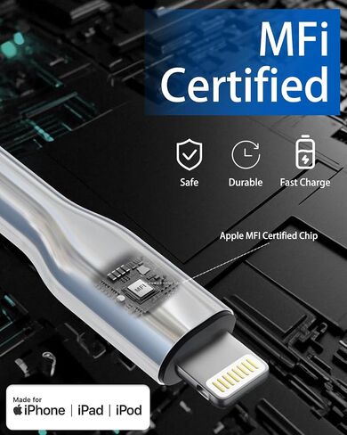 6.6FT Metal Braided USB C to Lightning Cable - Chew Proof iPhone Charger Cord [MFi,3A,Data,CarPlay] Metal Lightning Charger USB C,Dog & Cat Proof Type C to Lightning Cable for iPhone14 13 12 11 X 8 7 in Saudi Arabia
