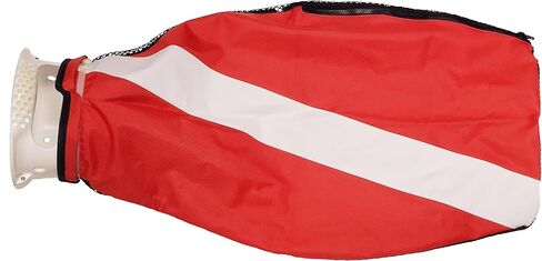 Lobster Catch Bag - Dive Flag Nylon Side, Black Mesh Side with White Handle Mouth, Side Zipper in Kuwait