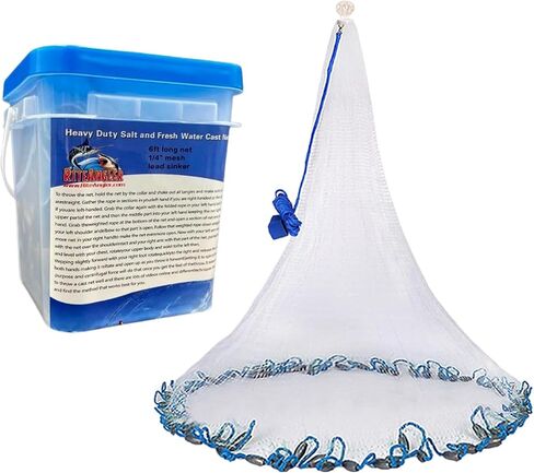 Rite Angler Bridge & Pier Cast Net - Saltwater Fishing Net for Bait Fish Trap With Heavy Sinkers - Durable & Long-Lasting Throw Net in Kuwait
