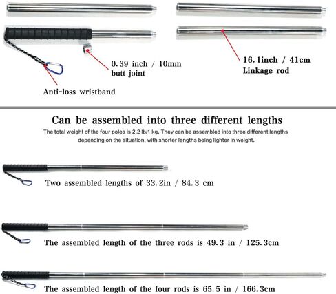 Fishing Landing Net Pole High-Load Stainless Steel Modular Fishing Rod with 10mm Threaded Connectors in Kuwait