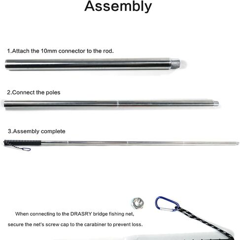 Fishing Landing Net Pole High-Load Stainless Steel Modular Fishing Rod with 10mm Threaded Connectors in Kuwait