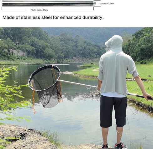 Fishing Landing Net Pole High-Load Stainless Steel Modular Fishing Rod with 10mm Threaded Connectors in Kuwait