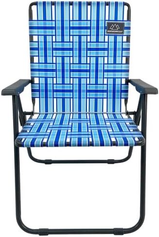 MOUNTAIN SUMMIT GEAR Retro Webbed Camping Chair - Lightweight, Foldable, Durable Steel Frame, 300lb Capacity, Vintage Stripes by Caddis Sports (1, Ocean Blue) in Kuwait