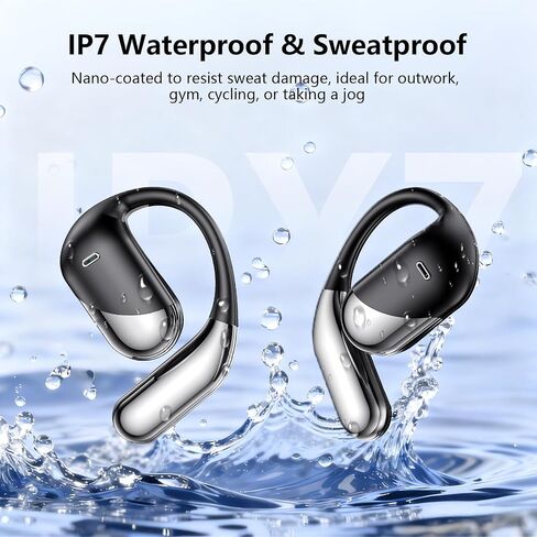Open Ear Bone Conduction Headphones，,Over Ear Earbuds with Ergonomic Earhook,Bluetooth Headphones 5.4 with Smart Digital Display,60H Playtime,IPX7 Waterproof,Touch Control Operate Running Fit Cycling in Kuwait