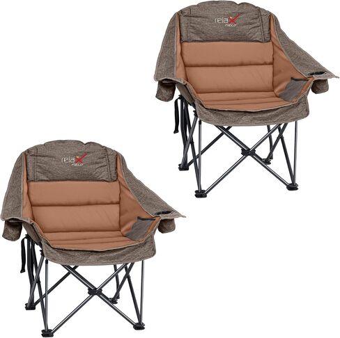 Oversized Camping Chairs with Cup Holder 500LBS, Black in Kuwait