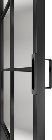 30 in. x 84 in. 3/4 Lites Frosted Glass Black Steel Frame Interior Barn Door with Sliding Hardware Kit and Door Handle in Kuwait