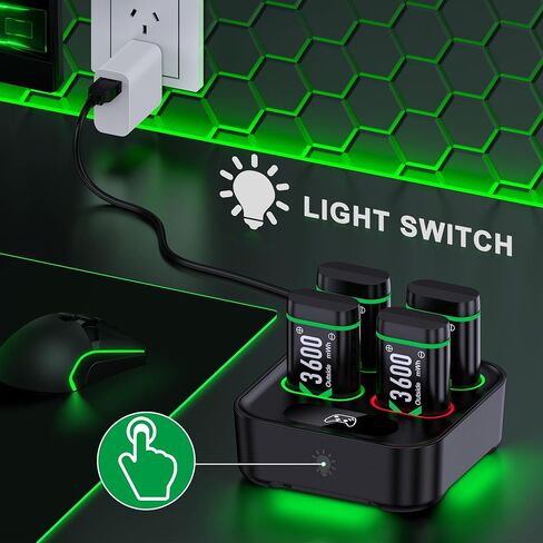 DINOSTRIKE 6x3600mWh Rechargeable Battery for X-1/Series X|S Controllers, X-Series X Controller Battery Charger Station for X-1/One S/One X/Elite(6 Packs) in Kuwait