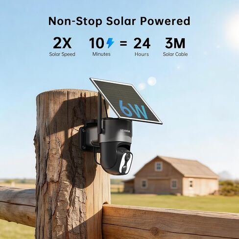 SEHMUA 4G LTE Cellular Solar Security Camera Wireless Outdoor, Easy to Install with One-Press Quick Release Latch, 2K No WiFi Security Cam, Color Night Vision, PIR Alarm, IP65 Weatherproof in Kuwait