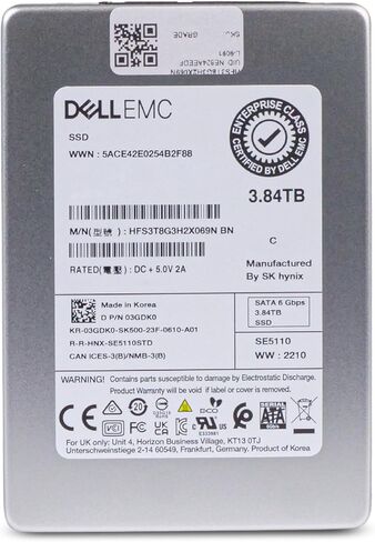 Dell/SK Hynix SE5110 HFS3T8G3H2X069N 3.84TB 1 DWPD SATA 6Gb/s 3D TLC 2.5in Read Intensive Enterprise Solid State Drive 03GDK0 (Renewed) in Saudi Arabia