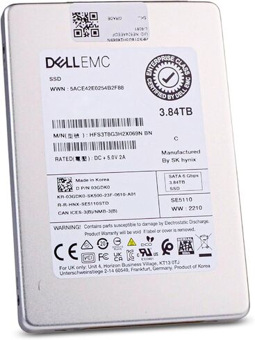 Dell/SK Hynix SE5110 HFS3T8G3H2X069N 3.84TB 1 DWPD SATA 6Gb/s 3D TLC 2.5in Read Intensive Enterprise Solid State Drive 03GDK0 (Renewed) in Saudi Arabia