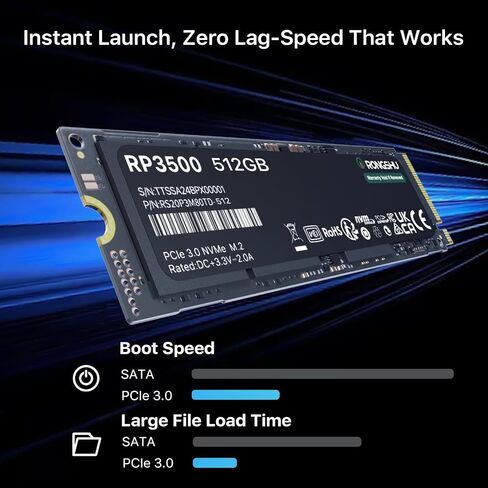 1TB NVMe SSD M.2 SSD PCIe 3.0×4, Read Up to 3,500 MB/s, M.2 2280 Internal Soild State Drive, SLC Cache 3D NAND TLC, Compatible with Laptop and PC Desktops (RP3500) in Kuwait