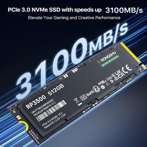 1TB NVMe SSD M.2 SSD PCIe 3.0×4, Read Up to 3,500 MB/s, M.2 2280 Internal Soild State Drive, SLC Cache 3D NAND TLC, Compatible with Laptop and PC Desktops (RP3500) in Kuwait