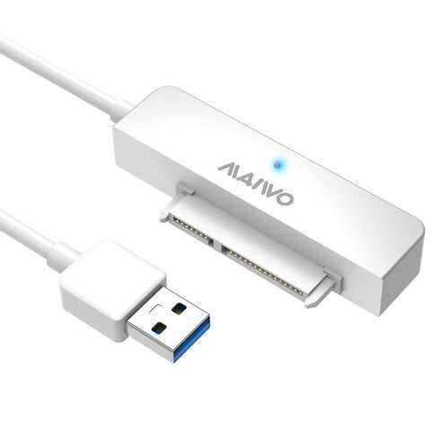 MAIWO SATA to USB Cable, USB 3.0 to 2.5 Inch SATA I/II/III Hard Drive Adapter, USB Type-A to SATA SSD/HDD Reader, External Hard Drive Converter up to 8TB Capacity, White in Kuwait