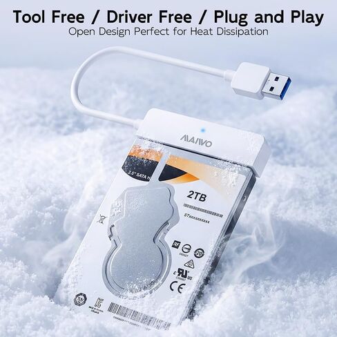 MAIWO SATA to USB Cable, USB 3.0 to 2.5 Inch SATA I/II/III Hard Drive Adapter, USB Type-A to SATA SSD/HDD Reader, External Hard Drive Converter up to 8TB Capacity, White in Kuwait