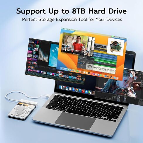 MAIWO SATA to USB Cable, USB 3.0 to 2.5 Inch SATA I/II/III Hard Drive Adapter, USB Type-A to SATA SSD/HDD Reader, External Hard Drive Converter up to 8TB Capacity, White in Kuwait