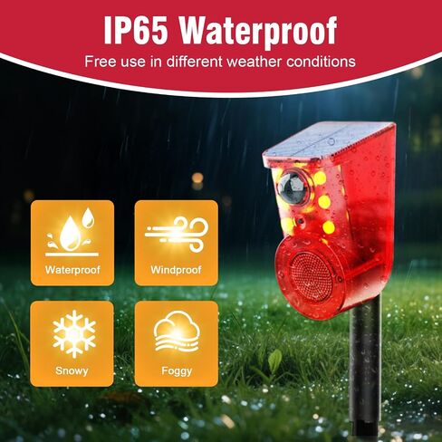 ChunHee Solar Outdoor Motion Sensor Alarm 3 Working Mode Motion Activated Alarm 120dB Loud Sound Noise Maker IP65 Waterproof Motion Detector with Strobe Light for Yard Farm Garden (4PC) in Kuwait
