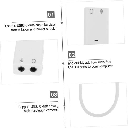 COHEALI 2Pcs Durable USB Sound Card Adapter Plug Play External Audio Converter for Laptop and High Sound Quality with Noise Reduction No Driver Needed for Headsets in Saudi Arabia