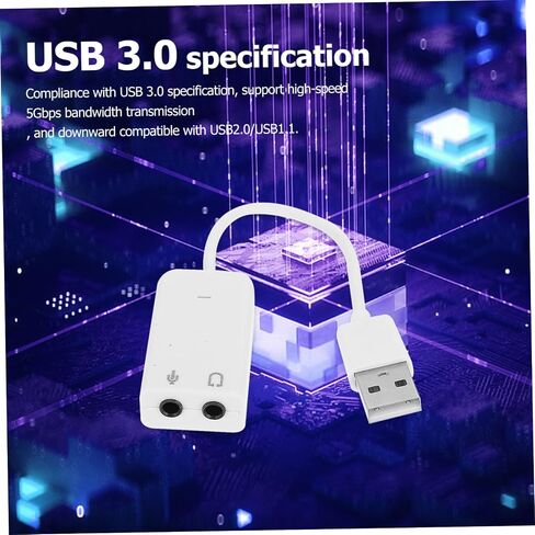 COHEALI 2Pcs Durable USB Sound Card Adapter Plug Play External Audio Converter for Laptop and High Sound Quality with Noise Reduction No Driver Needed for Headsets in Saudi Arabia