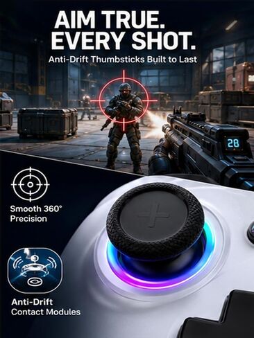 Enstixsm Wired Controller for Xbox,Turbo Macro,RGB Light,Gaming,White in Saudi Arabia